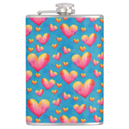 Farbige Wasserfarbenfrohe Herz-Liquor-Flasche Flachmann