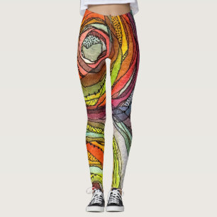 Farbige Wasserfarbenkreise Tintenschriftzüge Punkt Leggings
