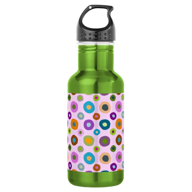 Farbige Wasserflasche funky boho grün & pink (Vorderseite)