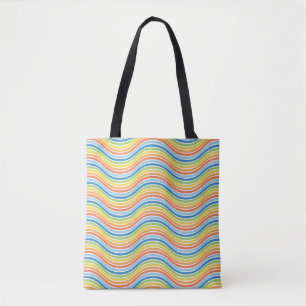 Farbige Wavy Lines Tote Tasche