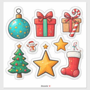 🎄 Farbige Weihnachts-Elemente-Set ✨ Aufkleber