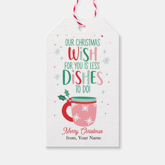 Farbige Weihnachts-Schüsseln Geschenkanhänger (Vorderseite)