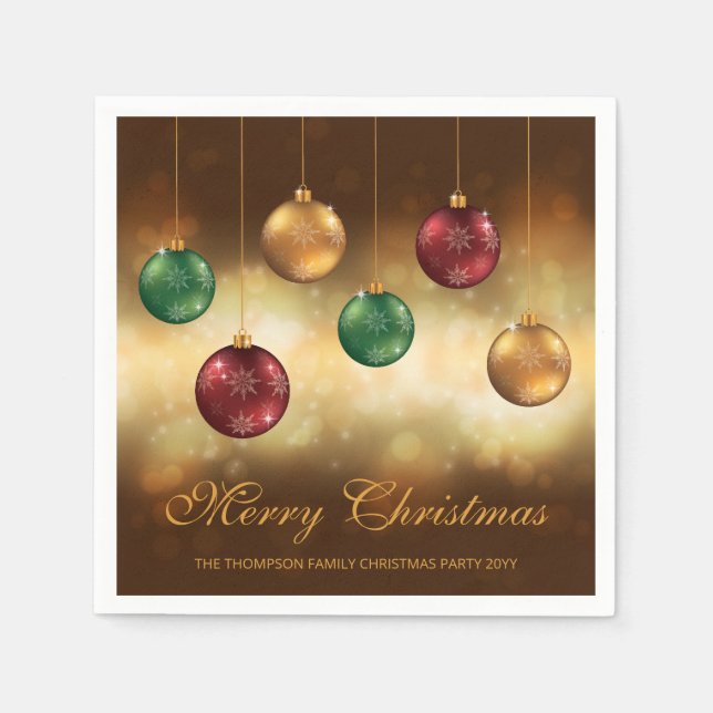 Farbige Weihnachtsbaumchen mit individuellem Text Serviette (Vorderseite)