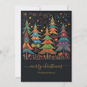 Farbige Weihnachtsbäume Feiertagskarte