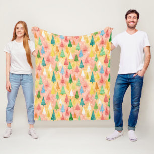 Farbige Weihnachtsbäume – Festliches Regenbogen-Fe Fleecedecke