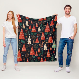 Farbige Weihnachtsbäume Fleecedecke