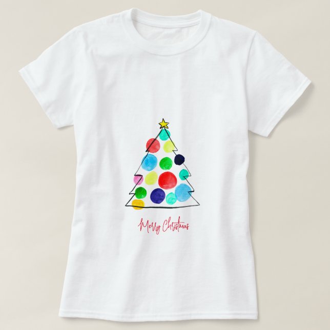 Farbige Weihnachtsbaumfarbe T-Shirt (Design vorne)