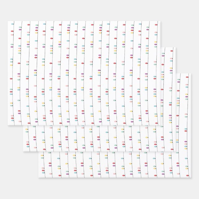 Farbige Weihnachtsbeleuchtung - Geschenkpapier Set (Set)