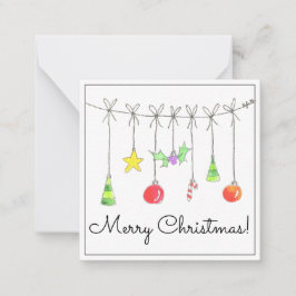 Farbige Weihnachtsdekorationen Mitteilungskarte