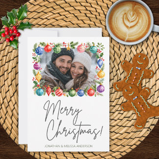 Farbige Weihnachtsdekorationen – Weihnachtskarte m Einladung