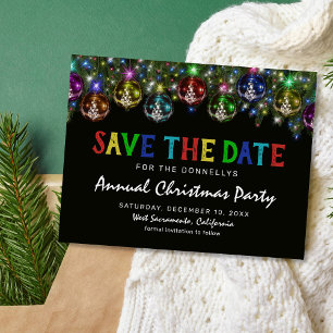 Farbige Weihnachtsfeier Save-the-Date-Postkarte Ankündigungspostkarte