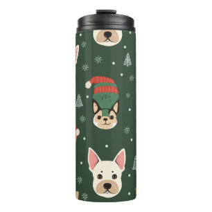 Farbige Weihnachtshunde – Lustiges Weihnachtsgesch Thermosbecher