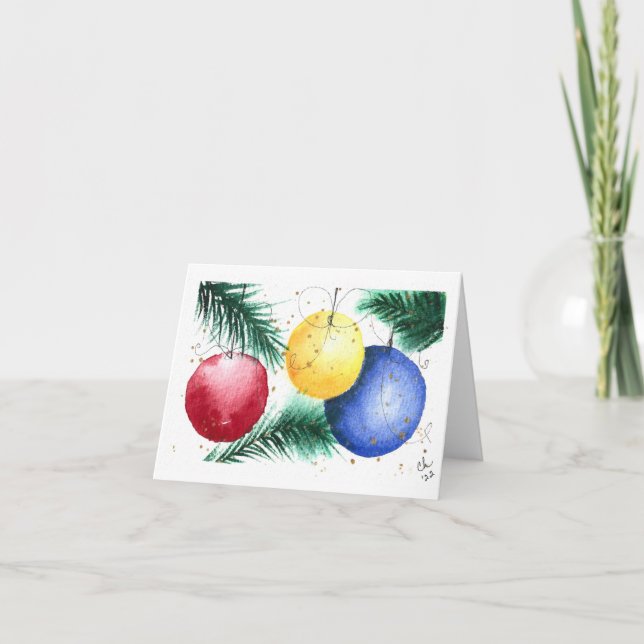 Farbige Weihnachtsschmuck, Aquarelldruck (Vorderseite)