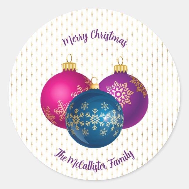 Farbige Weihnachtsschmucksticker Runder Aufkleber (Vorderseite)