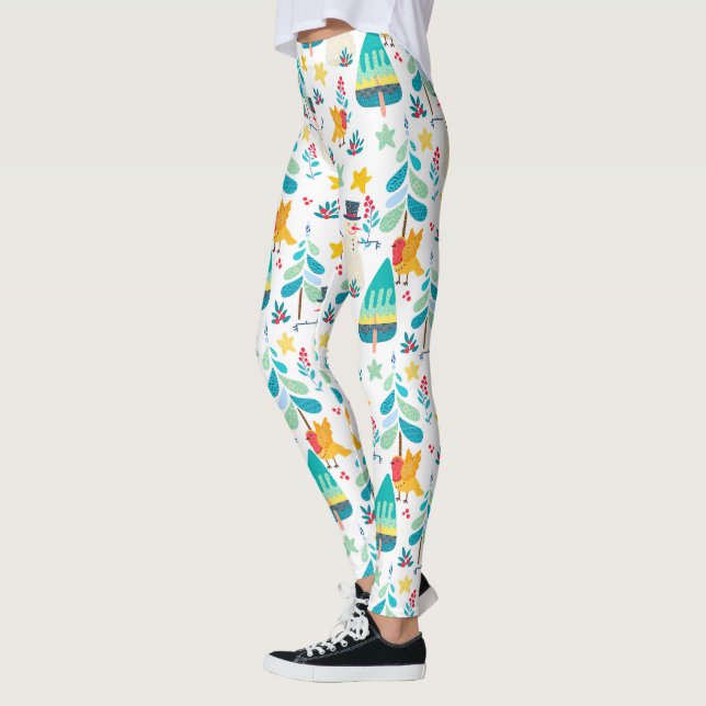 Farbige Weihnachtssymbole - niedliche Tiere Leggings (Links)