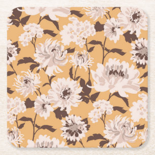 Farbige weiße Blume Blumenmuster Rechteckiger Pappuntersetzer