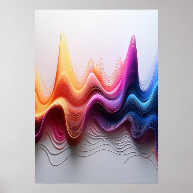 Farbige wellige Gradientenlinien abstrakte Kunst Poster (Vorne)