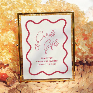 Farbige wellige Retro-Hochzeitskarten & Geschenke- Poster