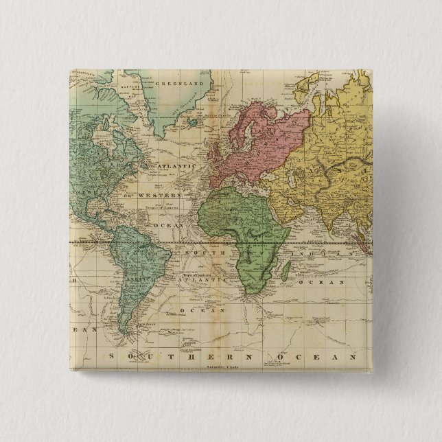 Farbige Weltkarte Button (Vorderseite)