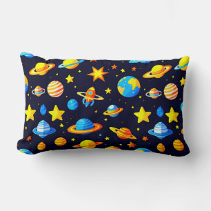 Farbige Weltraum-Themenillustration mit Planeten Lendenkissen