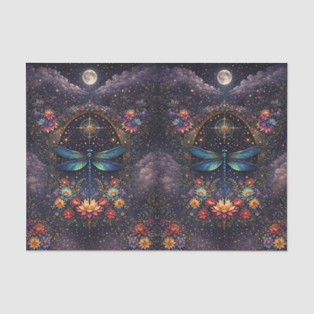 Farbige Whimsical Boho Libellen-Decoupage Seidenpapier (Vorderseite)