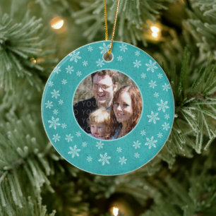 Farbige Whimsical-Schneeflocken-Foto-Ornament Keramik Ornament