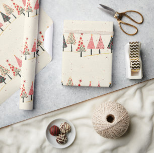 Farbige Whimsical-Weihnachtsbaum-Muster Geschenkpapier