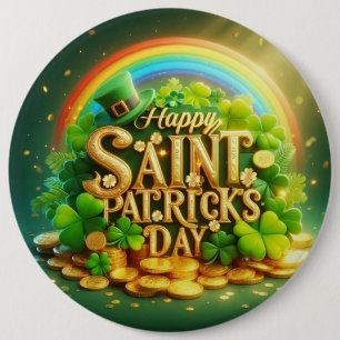 Farbige, whimsische Regenbogen St. Patrick's Day Button