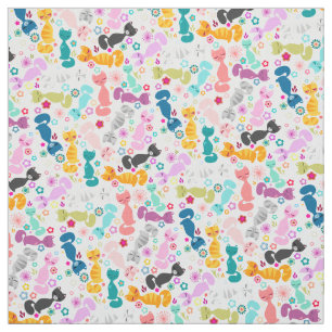 Farbige Whimsy-Kätzchen Stoff