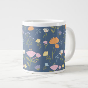 Farbige Wiese auf Blau Jumbo-Tasse