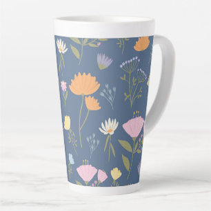 Farbige Wiese auf Blau Milchtasse