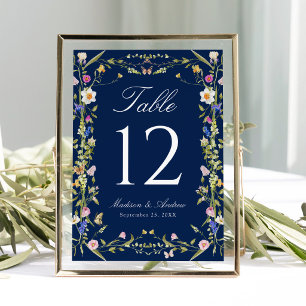 Farbige Wiesenblumen-Hochzeitstisch-Nummer Einladung