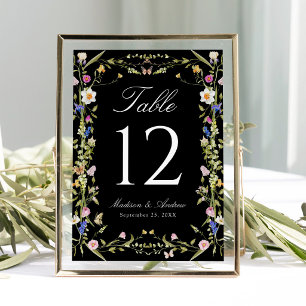Farbige Wiesenhochzeit-Tischnummer Einladung