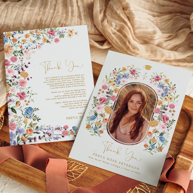 Farbige Wildblume Abschluss Foto Dankeskarte (Von Creator hochgeladen)