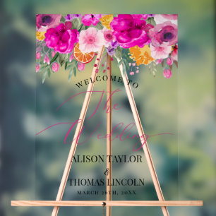 Farbige Wildblume Begrüßungszeichen Acryl Acrylschild