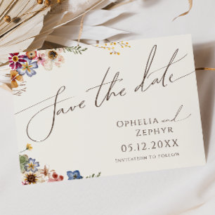 Farbige Wildblume   Beige Garten Horizontal Save The Date