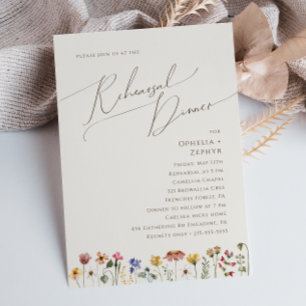 Farbige Wildblume Beige Probeessen Einladung