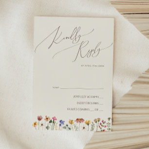 Farbige Wildblume Beige RSVP-Karte RSVP Karte