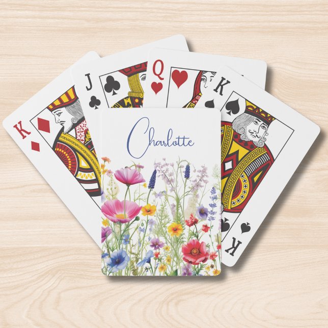 Farbige Wildblume Blumenbezeichnungen Personalisie Spielkarten (Von Creator hochgeladen)