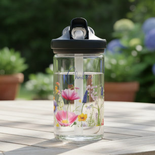 Farbige Wildblume Blumenbezeichnungen Personalisie Trinkflasche