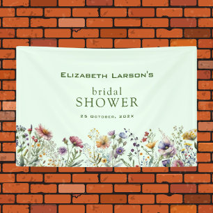 Farbige Wildblume Blumenkohl Brautparty Banner