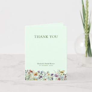 Farbige Wildblume Blumenkohl Brautparty Dankeskarte