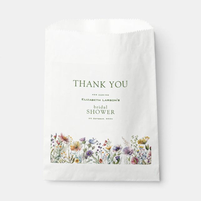 Farbige Wildblume Blumenkohl Brautparty Geschenktütchen (Vorderseite)