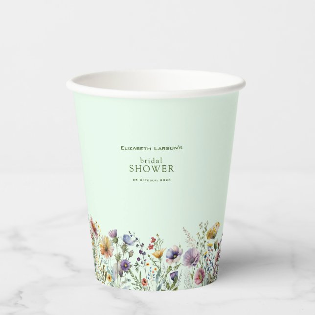 Farbige Wildblume Blumenkohl Brautparty Pappbecher (Vorderseite)
