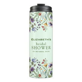 Farbige Wildblume Blumenkohl Brautparty Thermosbecher