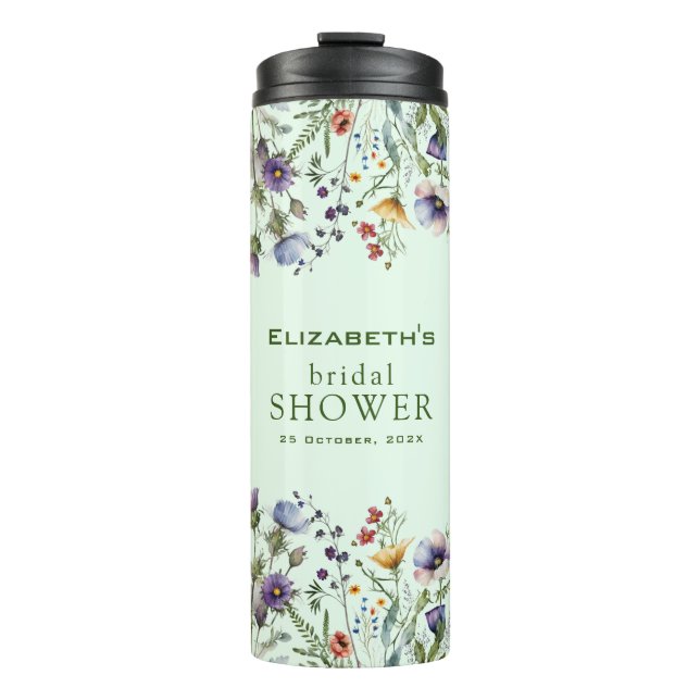 Farbige Wildblume Blumenkohl Brautparty Thermosbecher (Vorderseite)