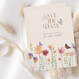 Farbige Wildblume Botanisch Save the Date