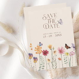 Farbige Wildblume Botanisch Save the Date