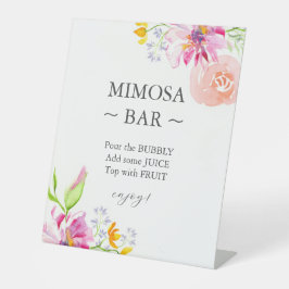 Farbige Wildblume Brautparty Mimosa Bar Unterschri Sockelschild