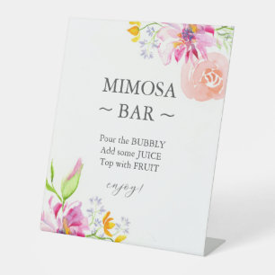 Farbige Wildblume Brautparty Mimosa Bar Unterschri Sockelschild